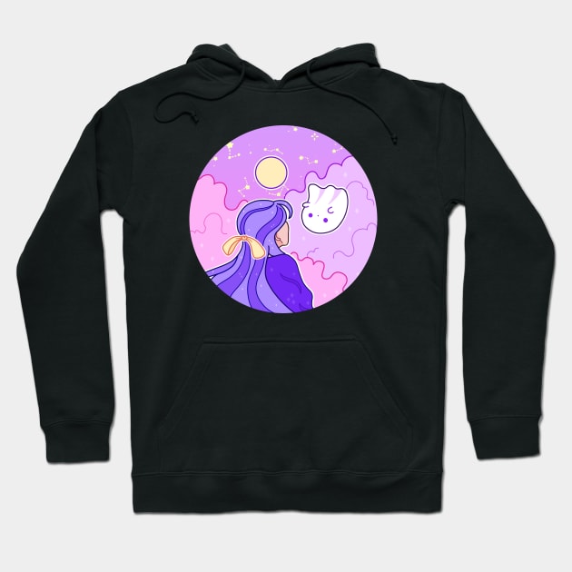 A girl looks at a ghost at night Hoodie by inkcapella